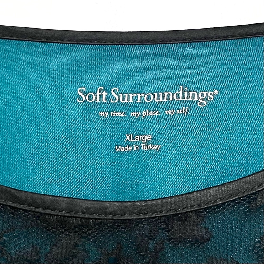 Soft Surroundings Teal Blouse with Black Yoke - Picture 7 of 13
